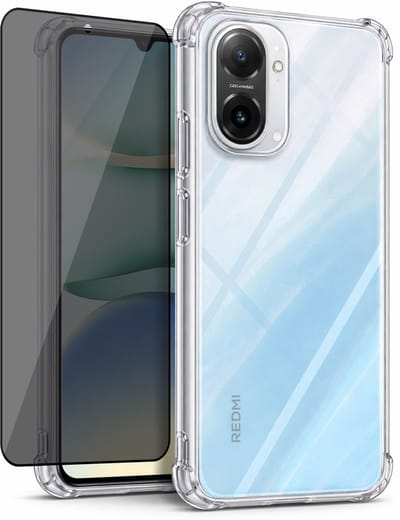 Hoesje geschikt voor Xiaomi Redmi A5 4G / POCO C71 4G - Privacy Screenprotector Volledig Dekkend Glas - Shockproof Transparant