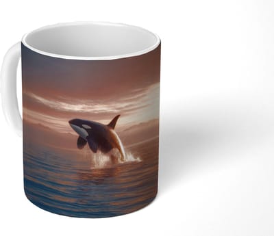 Mok - Koffiemok - Orka - Zee - Zonsondergang - Mokken - 350 ML - Beker - Koffiemokken - Theemok