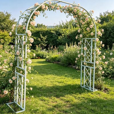 Rozenboog Metaal - Tuinboog Klimplant - Decoratie Bruiloft - Verdikte Vierkante Buis - 220x40x230cm - Wit
