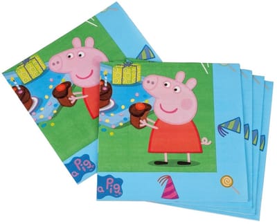 20x Peppa Pig themafeest kinderfeestje servetten 33 x 33 cm - Thema feest servetten - Papieren wegwerpservetten 3-laags