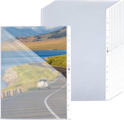 Pack van 50 Perforated A4 Hoezen, 160 Micron, Robuust en Transparant, Ideaal voor Documentbescherming en Archivering