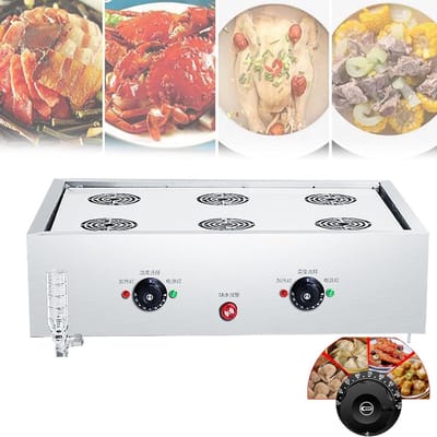 Gestoomde Broodjeswarmer - Elektrische Warmhouder - Voedsel Verwarmen - Automatisch Alarm - 6 Gaten - Zilver