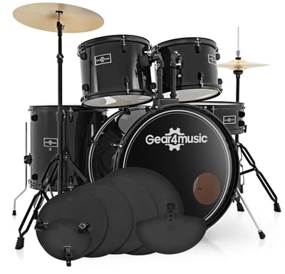 BDK-1 Fullsize Beginnersdrumstel + Oefenpakket, Zwart