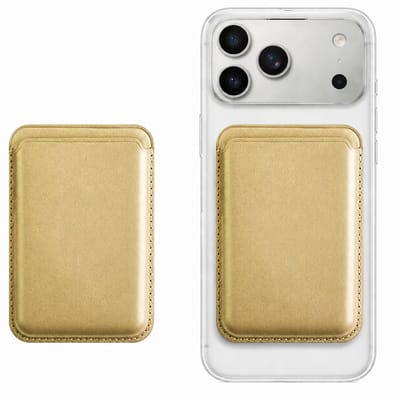 VOWLUX Compatible Magnetische Pasjeshouder Goud – Creditcard Kaart Portemonnee – Geschikt voor iPhone 12/13/14/15/16/17 (Mini/Pro/Max/Plus/Air) – PU Leer Luxe – Extra Sterk 24 Magneten – Max 3 Kaarten – Geschikt voor MagSafe Hoesjes