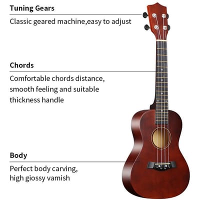 23 inch Ukulele Akoestische Ukulele Kit met Opbergtas Band Brugpen Pitch Shifter Pickup Stemapparaat Schoonmaakdoek Coffee gray