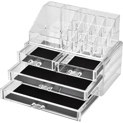 Organisateur de Maquillage Cosmétiques Transparent Boîte de Rangement pour Bijoux Boîtier Multi-couches avec Tiroirs gray