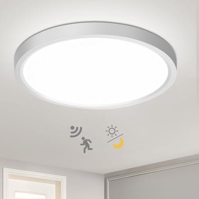 Oraymin LED Plafondlamp met Radar en Schemersensor - 18W 4000K Ø23cm - Hal Garage
