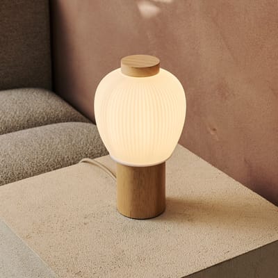 Tavellio Lot Tafellamp – H26 – Hout en Glas – E27 – Lichtbruin