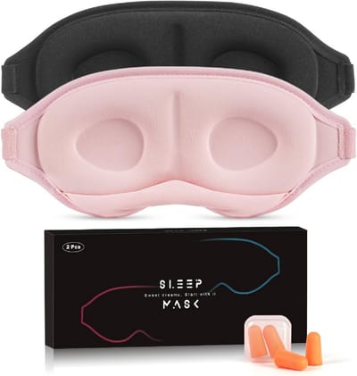 Verbeterde 3D Slaapmasker Set voor Zijslapers - 100% Lichtblokkerend Oogmasker met Verstelbare Oordopjes