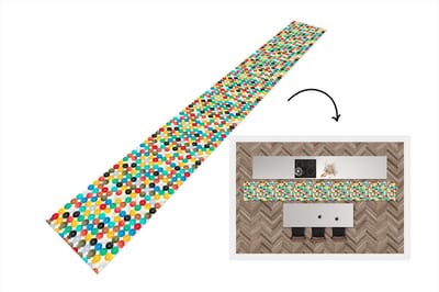 Keukenloper - Keukenmat - Knopen - Regenboog - Kleding - Design - 400x50 cm - Keuken vloerkleed
