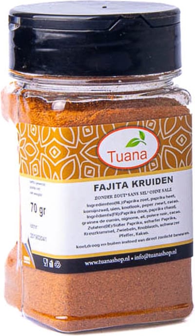 Tuana Kruiden - Fajita Kruiden - Bakje 60 Gram - Tuanashop - KP0070