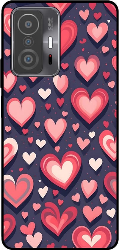 Smartphonica Telefoonhoesje Geschikt voor Xiaomi 11T / 11T Pro met Hartjes Opdruk - TPU Backcover Case With Heart Design geschikt voor Xiaomi 11T;Xiaomi 11T Pro