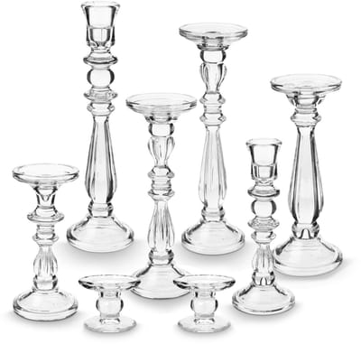 vtwonen Kandelaar Set van 7 - Kaarsenhouder van Glas - Transparant