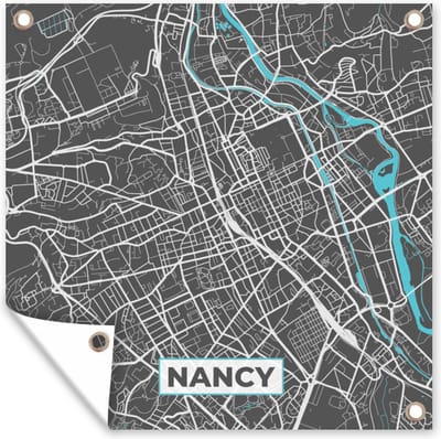 Tuin poster Nancy - Stad - Stadskaart - Plattegrond - Frankrijk - 200x200 cm - Tuindoek