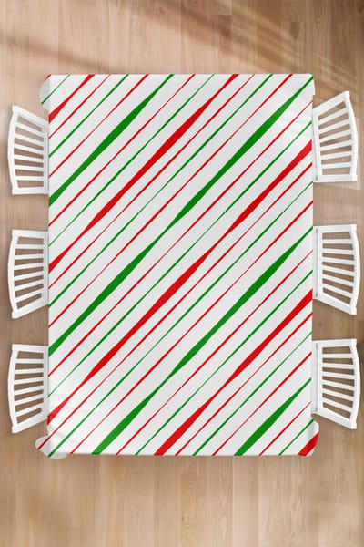 Kerst Tafelkleed - Kerstmis Decoratie - Tafellaken - Patronen - Kerst - Strepen - 180x260 cm - Kerstmis Versiering - Tafeldecoratie Kerstmis - Kerstdecoratie tafel - Tafelversiering