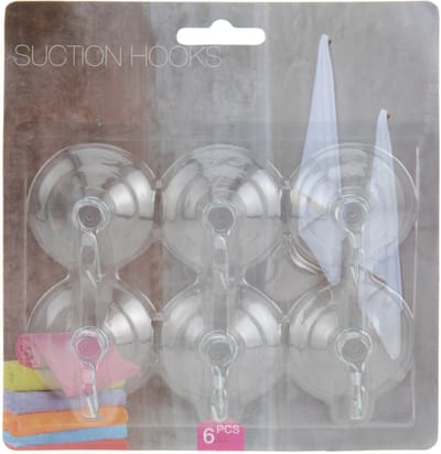 Excellent Houseware Zuignaphaakjes / ophanghaakjes - 6x stuks - transparant - kunststof - blijven plakken - badkamer - keuken