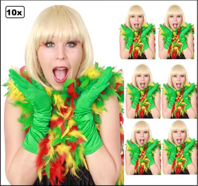 10x Boa rood/geel/groen 180 cm. 50 gram - Thema party carnaval optocht gala festival