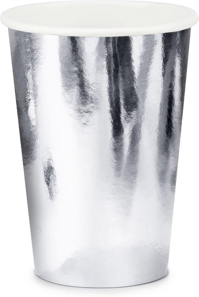PARTYDECO - 6 zilveren bekers 220 ml