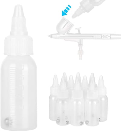 Dailygoods- Airbrush Flessen 30ml - Set van 10 - Opslagflessen - Schaal voor Nauwkeurig Vullen - Duurzaam PP Materiaal - Multi-purpose Gebruik - Verfflessen
