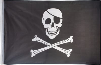 *** Piraten vlag, vlag piraat met doodshoofd 90 x 150 Piratenvlag - 90x150CM - Zwart Skull - Piraten Feest Party Zeevaart van Heble® ***