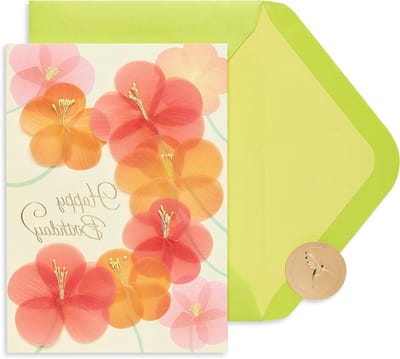 Verjaardagskaart - Wenskaart Bloemen - Verjaardag Vieren - Met Folie Details - 5 x 7 Inch - Bloemen
