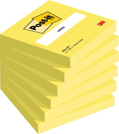 Memoblok Post-it 654 76x76mm neon geel 100 vel | 6 stuks