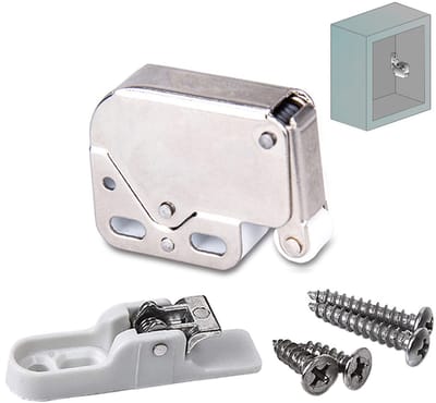 Dailygoods- Klink Hoge Kwaliteit - Drukknop Deurslot - Kastdeur Klink - Automatische Flap Catch - Pack van 15 - Roestvrij Staal