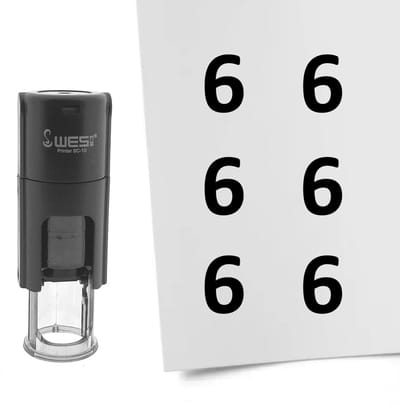 CombiCraft Stempel Getal 6 10mm rond zwarte inkt - per 1 stuk