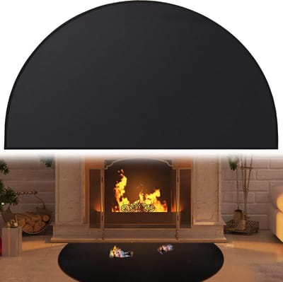 102 × 50cm - Haardmatten - brandvertragende matten - Vuurvaste mat - mat Grillvloermat - vuurbestendige mat Geschikt Voor vloerbescherming - zwart - Vuurkorfmat - halfronde vonkenbeschermplaat - Geschikt Voor open haarden in het fornuis