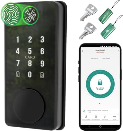 Slim Digitale Deurslot met Toetsenbord en Vingerafdruk - Sleutelloze Toegang voor Voordeur - Elektronisch Toegangsslot met Auto Lock