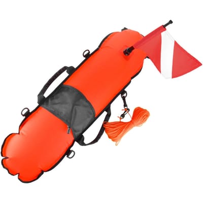 Flotteur gonflable de Signal de marqueur de Surface de plongée sous-marine de flotteur de sécurité avec le drapeau de plongée 78LBS Maximum orange