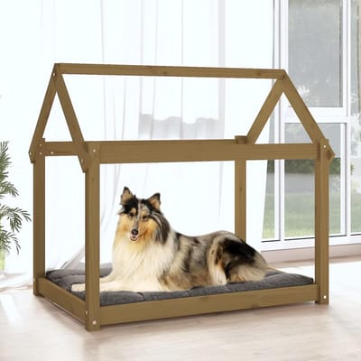 Hondenbank - Huisdier meubel - Comfortabel rusten - Massief houten frame - 101x70x90 cm - Honingbruin