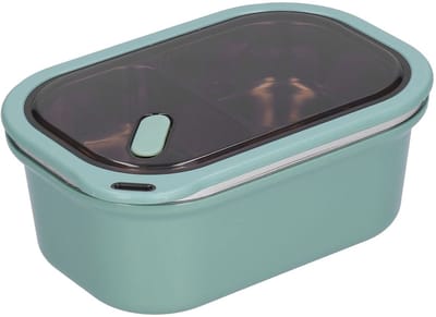 Livia home - Lunchbox - Roestvrijstalen 2-Laagse Box - Draagbaar - Groen - Luchtdicht - Voor volwassenen en kinderen - 1,2 liter