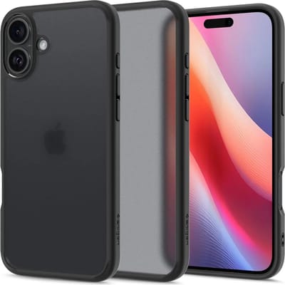 Spigen Geschikt voor Apple iPhone 16 - Ultra Hybrid - Back Cover Hoesje - Frosted Zwart
