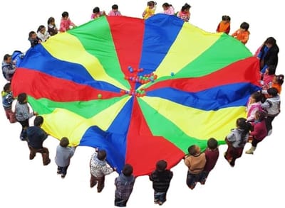 Speel Parachute - Teamwork Spel - Groepsactiviteit Kinderen - Met Handvatten - 2 Meter Diameter - Regenboogkleuren