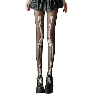 Collants d'horreur pour Halloween Os de Pied Squelette Collants Cosplay d'Halloween Collants en Soie Drôles Et Collants d'Halloween gray