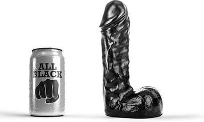 All Black - Realistische Dildo - 19 x 4,5 cm - Zwart