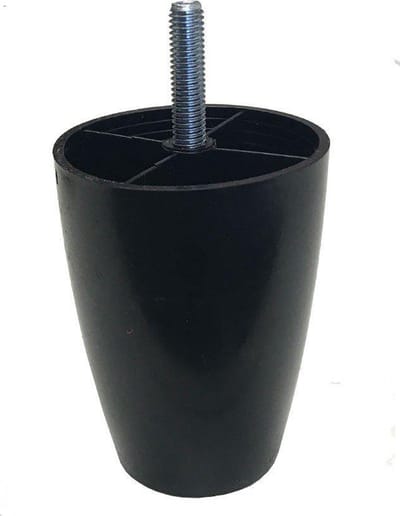 Meubelpoot zwart rond Ø 5 cm en hoogte 8,5 cm van kunststof (M8) - Set van 4 stuks