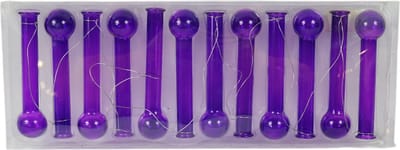 Paarse Hangvaasjes Set van 12 – Glazen Reageerbuis Vaasjes aan IJzerdraad – Decoratie voor Bloemen – 130 cm