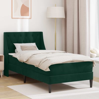 vidaXL - Bedframe - met - matras - met - matras - Donkergroen - 90 - x - 200 - cm - Fluweel