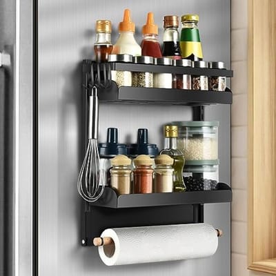 PromoHome Magnetische Koelkast Organizer - 2-lags Opbergrek met Haken