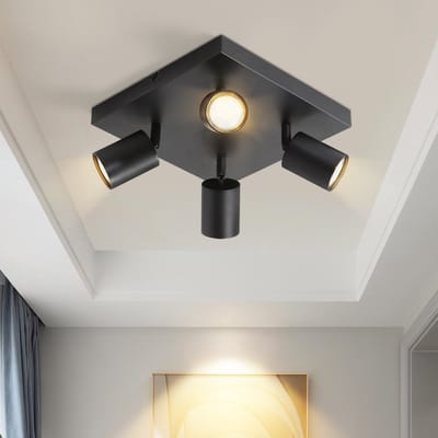 NETTLIFE Opbouwspot - plafondspot met 4 lichtpunten - spots - Zwart Plafondlamp - L 25 cm - draaibar - kantelbaar - GU10 fitting - plafoniere - excl. GU10-excl. lichtbron