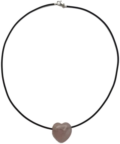 H-Beau - Halsketting - Edelsteen – Natuursteen - Rozenkwarts – Hartje - Dames - Rubber - 40cm - Gepolijst - Roos - Sterrenbeeld - Stier - Kreeft – Weegschaal – Collier - Geschenk