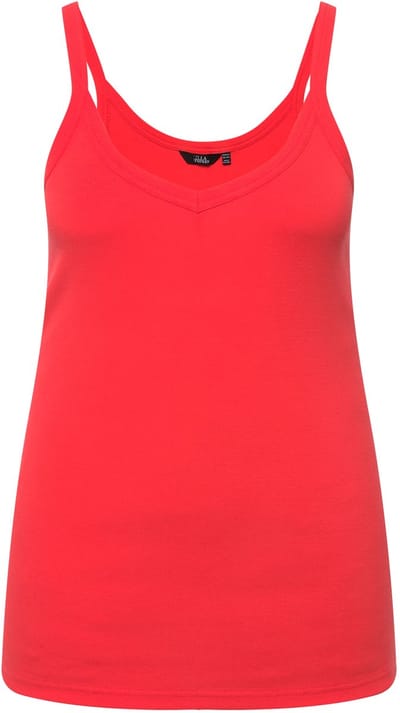 Ulla Popken - Dames - Ribtop slim V-hals mouwloos smalle bandjes - Hibiscusrood - Maat 50+