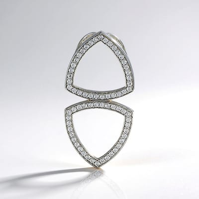 Cavill - Zilveren hanger 925 sterling - 66 Cambodjaanse zirkonen 1,07 ct - Modern geometrisch design - Luxe en elegant