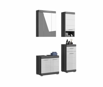 Scout badkamercombinatie wit hoogglans MDF TZ rookzilver NB - 34x112x191cm