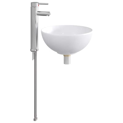 vidaXL - Badkamer - wastafel - met - kraan - en - afvoer - Chroom - 32 - x - 32 - x - 13 - cm