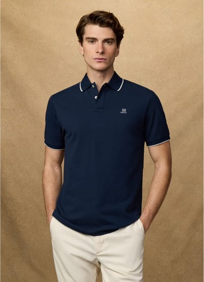 Hackett Heritage Tipped Korte Mouw Poloshirt Blauw L Man