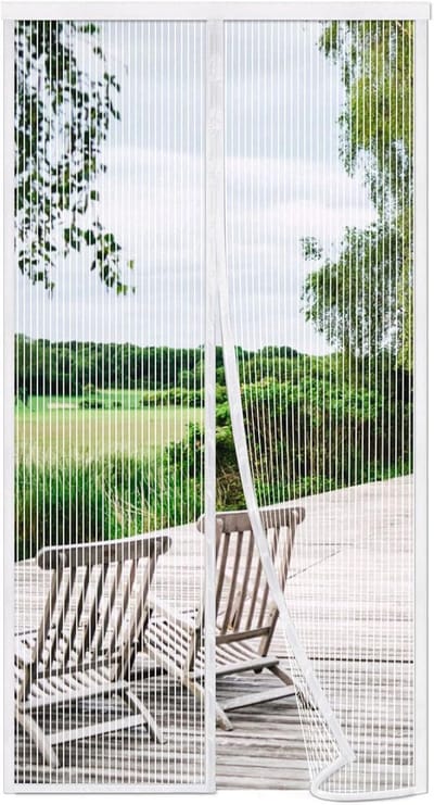 Thijox - Magnetisch Vliegengordijn Deur 95x205cm, Wit Fijn Dikker Gaas Hordeur met Automatische Sluiting, Ademend en Zonder Boren, Ideaal voor Balkon