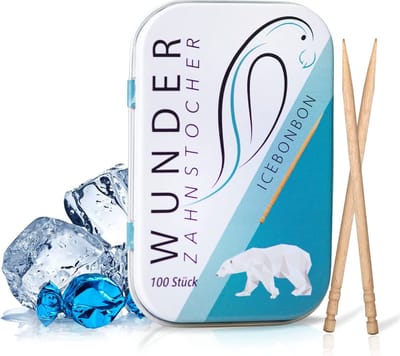 Wonder Tandenstokers Box Ice - Gearomatiseerde Tandenstokers - Vervanging voor Kauwgom - Bestrijd Slechte Adem - Stop Nagelbijten - Ondersteuning bij Stoppen met Roken - Verfris de Adem met Gearomatiseerde Tandenstokers - Suikervrij (Ice BonBon)